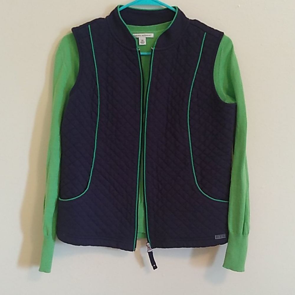 Banana Republic/NYL Quilted Vest and Green Sweater